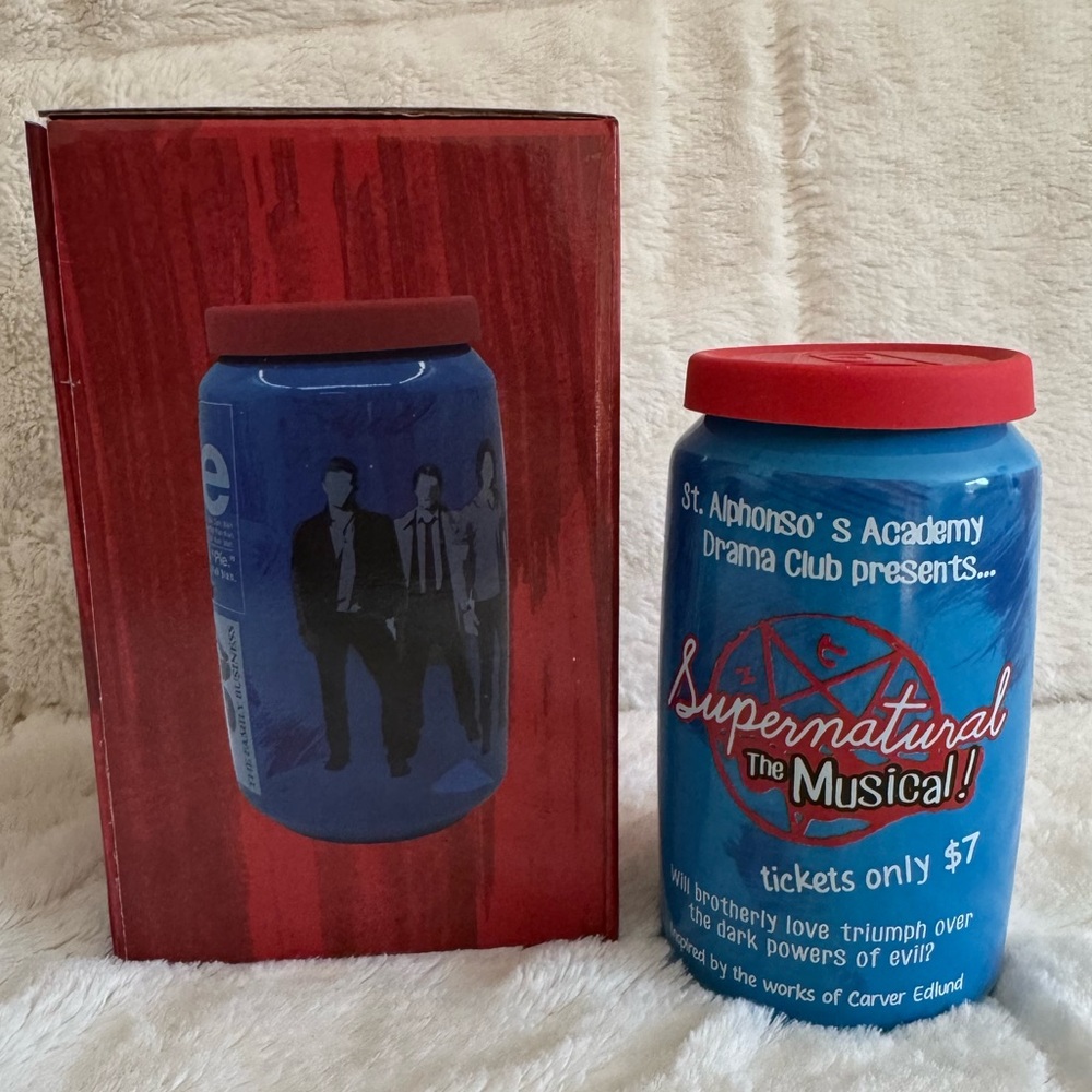 Culturefly Supernatural The Musical Ceramic Can Mug With Silicone lid NIP